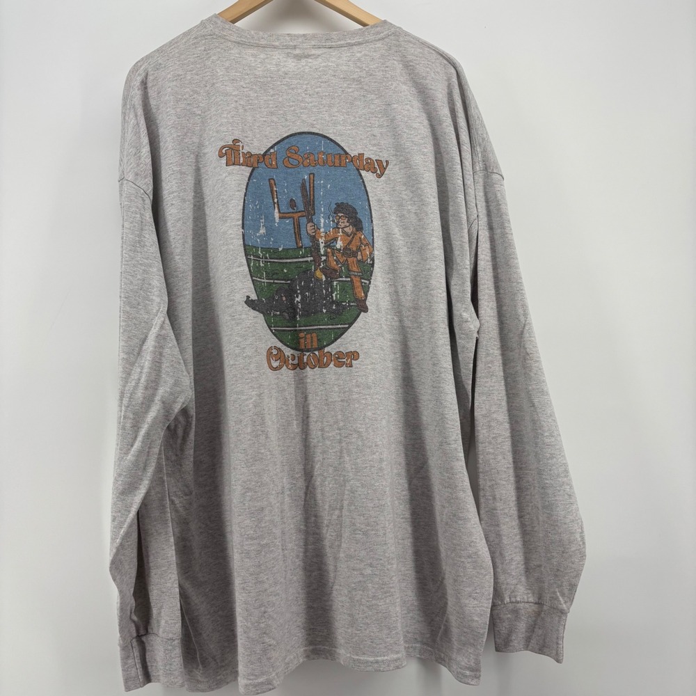Jerzees Mens Long Sleeve T-Shirt 3XL Gray Third Saturday In October 2022 Rivals - Picture 7 of 10